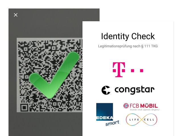 QR-Code und Identity Check Screens der umgesetzten Telekom Identity Check App für Gemalto