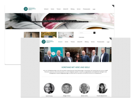 Homepage der umgesetzten SZV Website