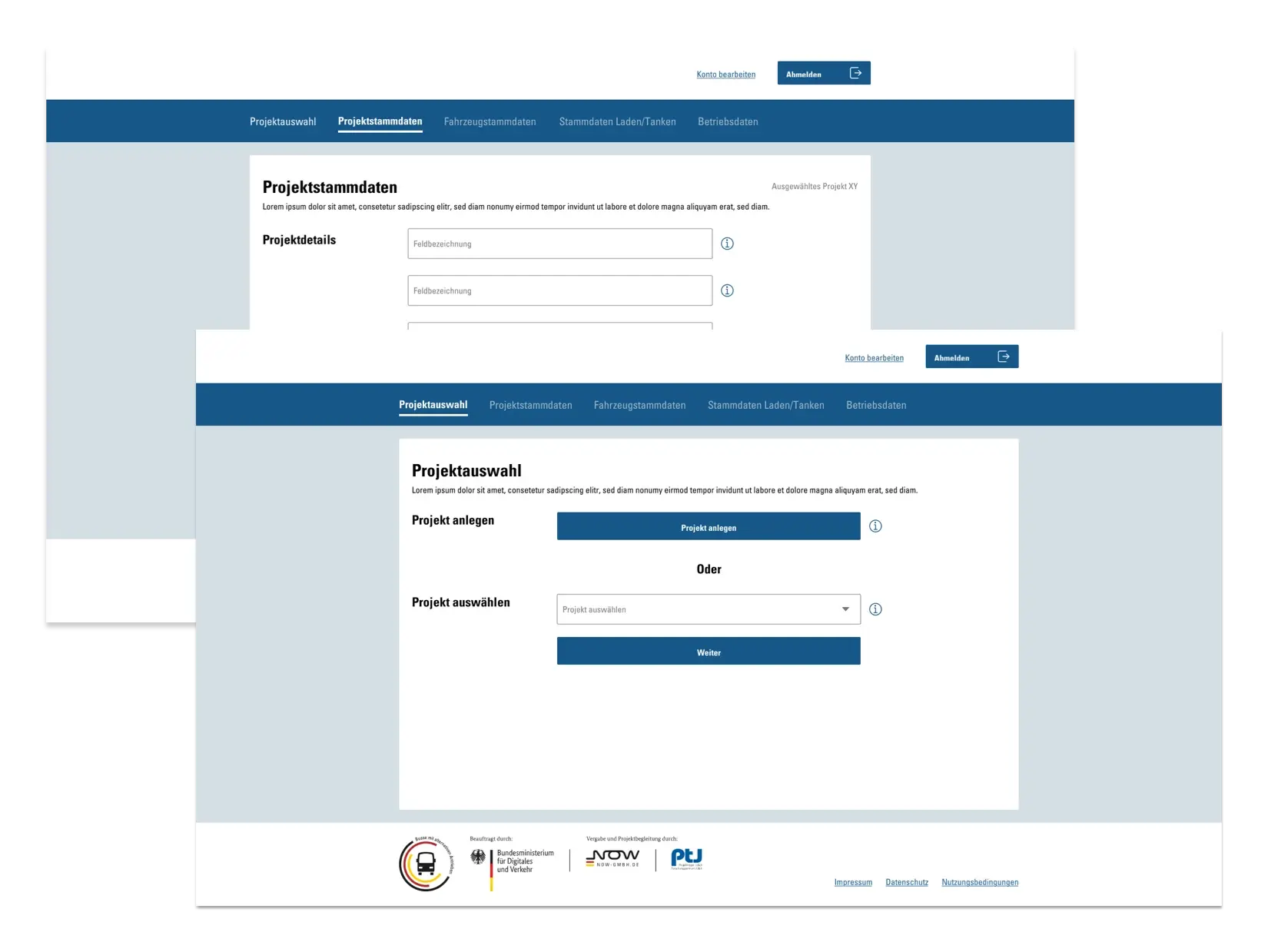 Liste A-Z und Home Screens der umgesetzten DGUV GESTIS Stoffdatenbank Website für das Institut für Arbeitsschutz der Deutschen Gesetzlichen Unfallversicherung